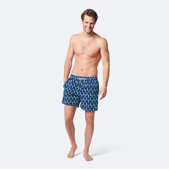 Tom & Teddy Classic Swim Shorts Ink Blue & Green Sardines Mens size Small - Picture 1 of 6